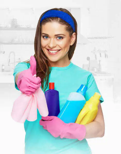 women holding her washing gadgets after finishing